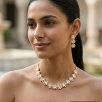 Jewel Addiction Classic Polki Kundan Stone Necklace Set
