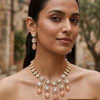 Jewel Addiction Classic Polki Kundan Stone And Beads Necklace Set
