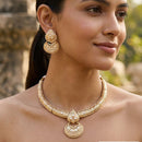 Jewel Addiction Classic Polki Kundan Stone And Pearl Necklace Set