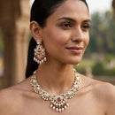 Jewel Addiction Classic Polki Kundan Stone And Pearl Necklace Set