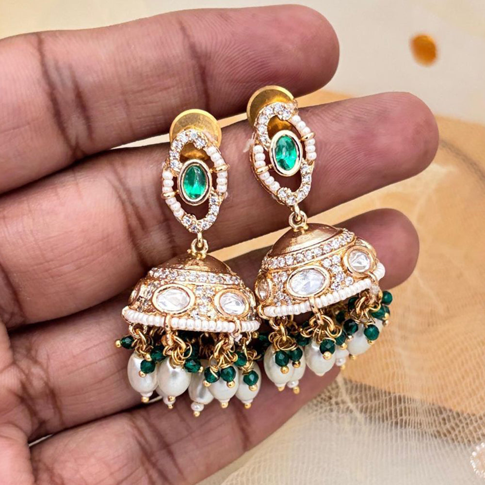 Jewel Addiction Ethnic Polki Kundan Stone And Pearl Designer Jhumki Earrings