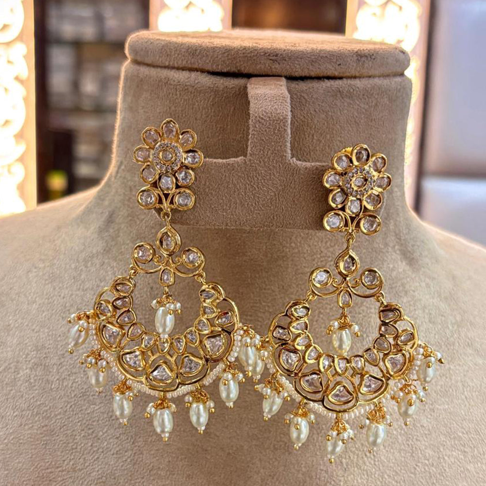 Jewel Addiction Designer Polki kundan Stone And Beads Dangler Earrings