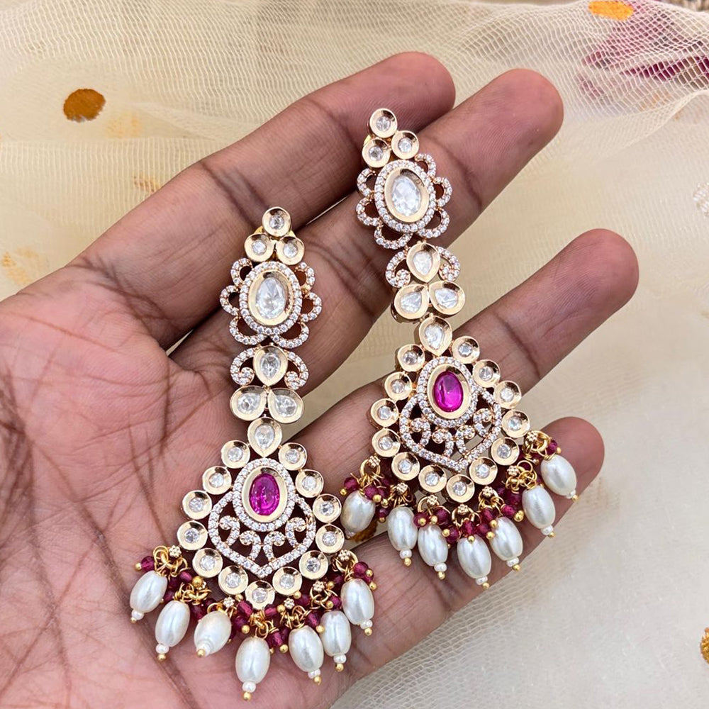 Jewel Addiction Designer Polki kundan Stone And Beads Dangler Earrings