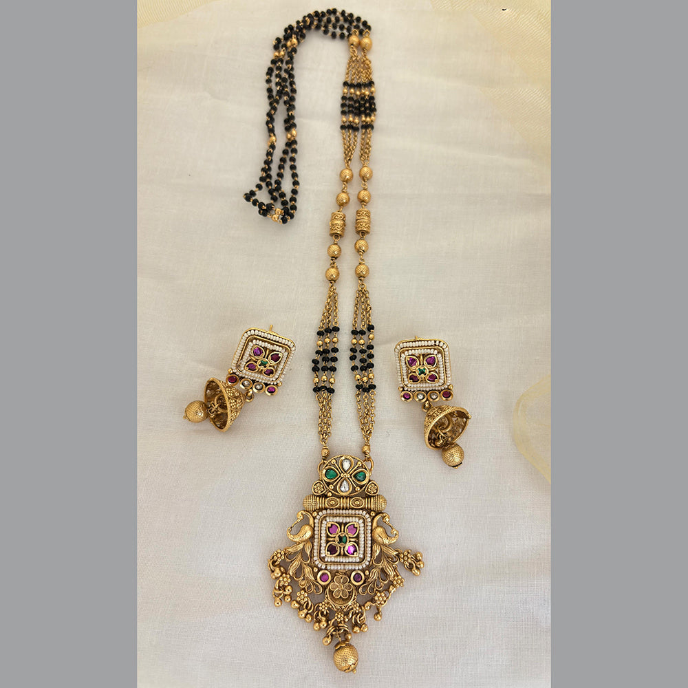 Jewel Addiction Pota Stone And Pearl Designer Black Beads Mangalsutra