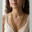Jewel Addiction Ethnic Pota Stone And Pearl Long Necklace Set