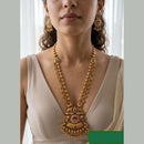 Jewel Addiction Ethnic Pota Stone And Pearl Long Necklace Set