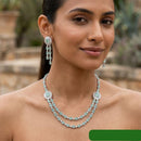 Jewel Addiction Rhodium Plated Classic American Diamond Necklace Set