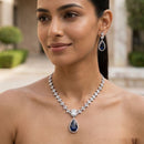 Jewel Addiction Rhodium Plated Classic American Diamond Necklace Set