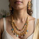 Jewel Addiction Premium Pota Stone And Pearl Necklace Set