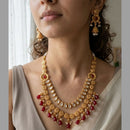 Jewel Addiction Premium Pota Stone And Pearl Necklace Set