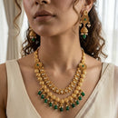 Jewel Addiction Premium Pota Stone And Pearl Necklace Set