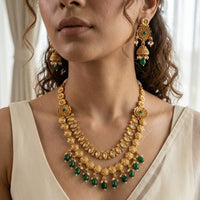 Jewel Addiction Premium Pota Stone And Pearl Necklace Set