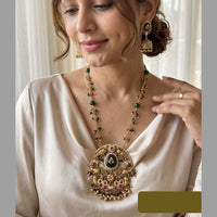 Jewel Addiction Premium Pota Stone And Pearl Long Necklace Set