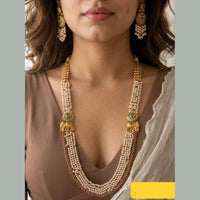 Jewel Addiction Traditional Pota Stone And Pearl Long Necklace Set