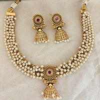 Jewel Addiction Premium Pota Stone And Pearl Necklace Set