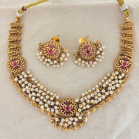 Jewel Addiction Premium Pota Stone And Pearl Necklace Set