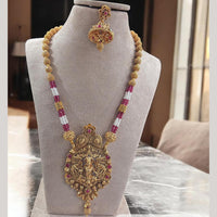 Jewel Addiction Traditional Pota Stone And Beads Temple Long Necklace Set