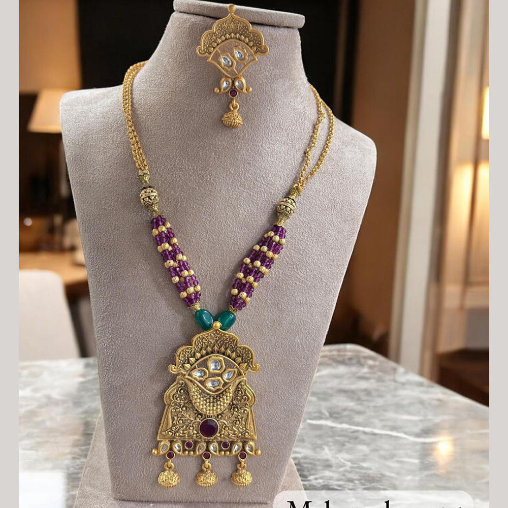 Jewel Addiction Traditional Pota Stone And Beads Long Necklace Set
