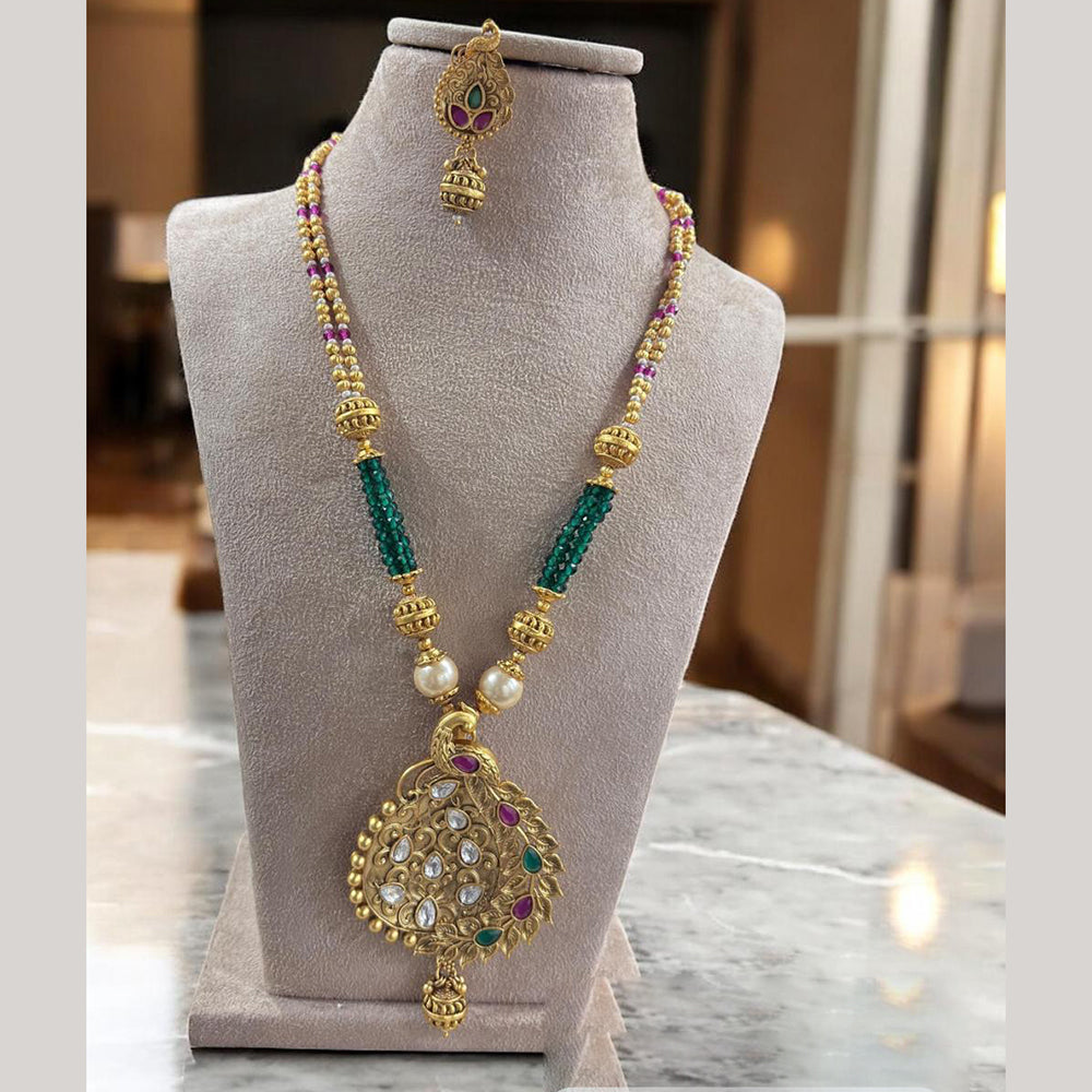 Jewel Addiction Traditional Pota Stone And Beads Long Necklace Set