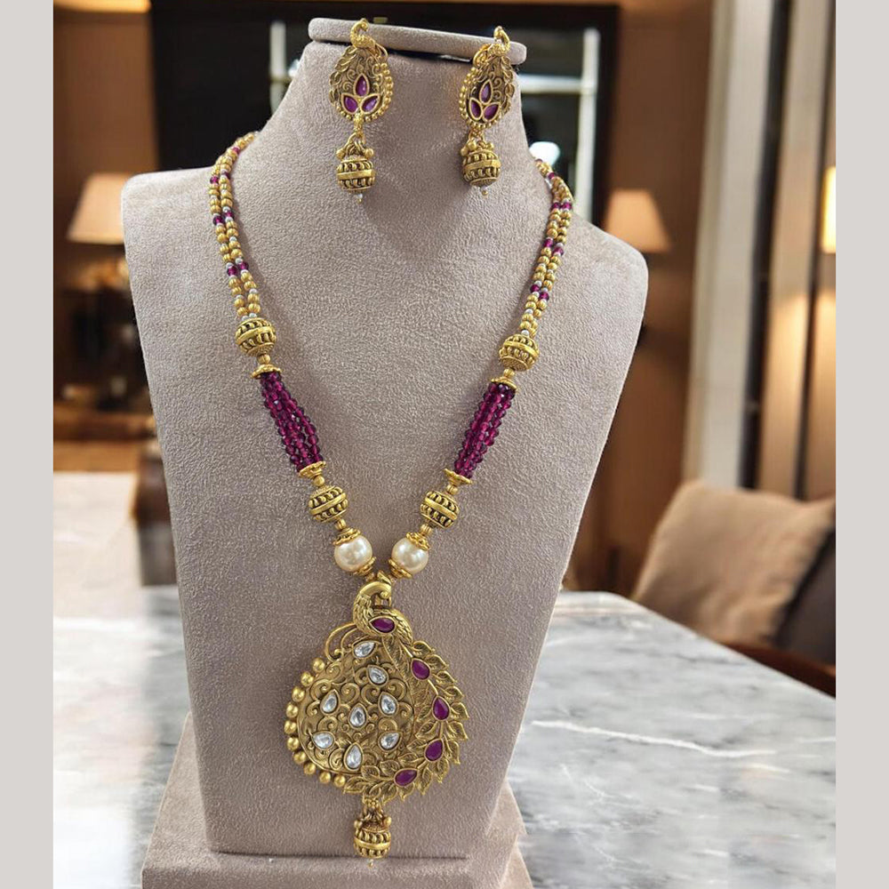 Jewel Addiction Traditional Pota Stone And Beads Long Necklace Set