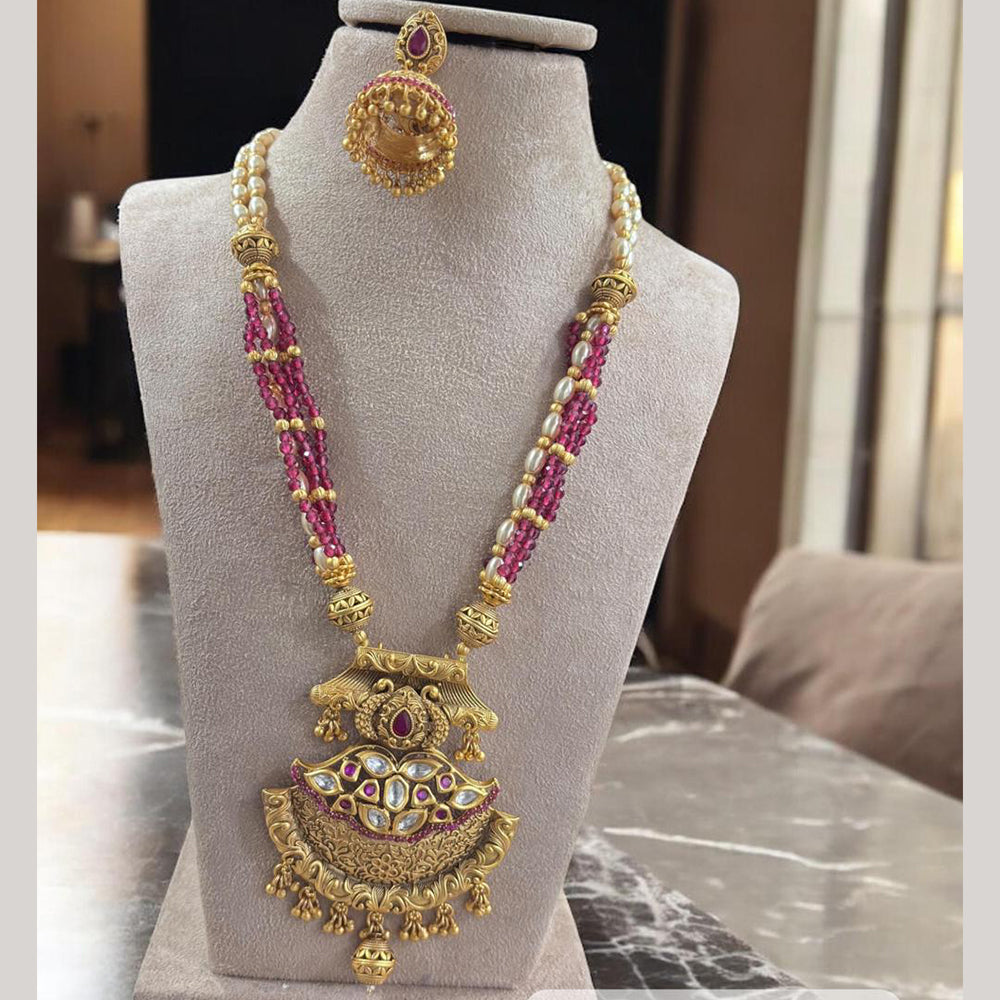 Jewel Addiction Traditional Pota Stone And Beads Long Necklace Set
