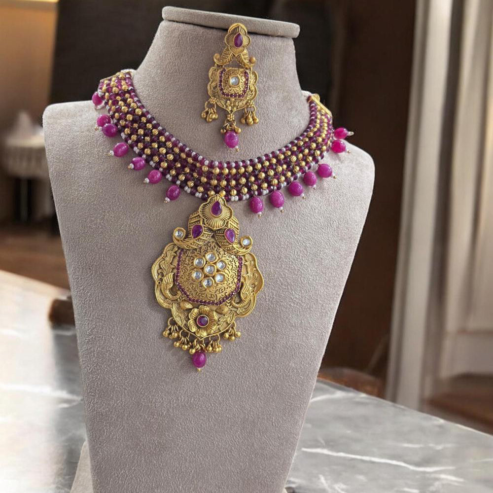 Jewel Addiction Traditional Pota Stone And Beads Necklace Set