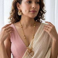 Jewel Addiction Stunning Pota Stone And Pearl Long Designer Jewellery Set