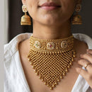 Jewel Addiction Traditional Pota Stone And Pearl Choker Necklace Set