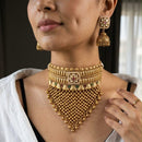 Jewel Addiction Traditional Pota Stone And Pearl Choker Necklace Set