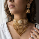 Jewel Addiction Traditional Pota Stone And Pearl Choker Necklace Set