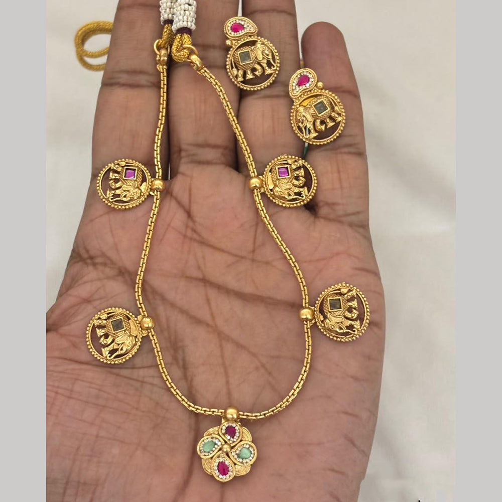 Jewel Addiction Traditional Pota Stone And Pearl Necklace Set