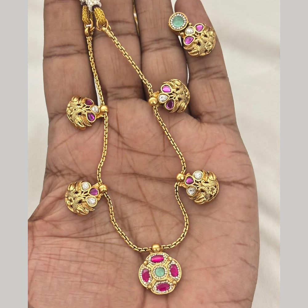 Jewel Addiction Traditional Pota Stone And Pearl Necklace Set