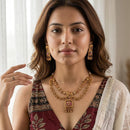 Jewel Addiction Traditional Pota Stone And Pearl Necklace Set