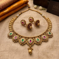 Jewel Addiction Traditional Pota Stone And Pearl Necklace Set