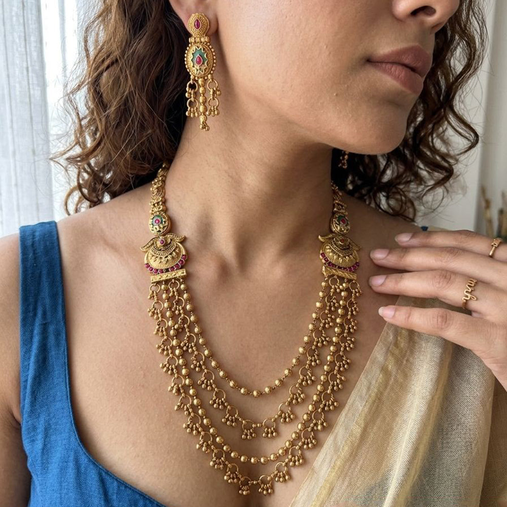 Jewel Addiction Designer Long Beaded Necklace Set for Women