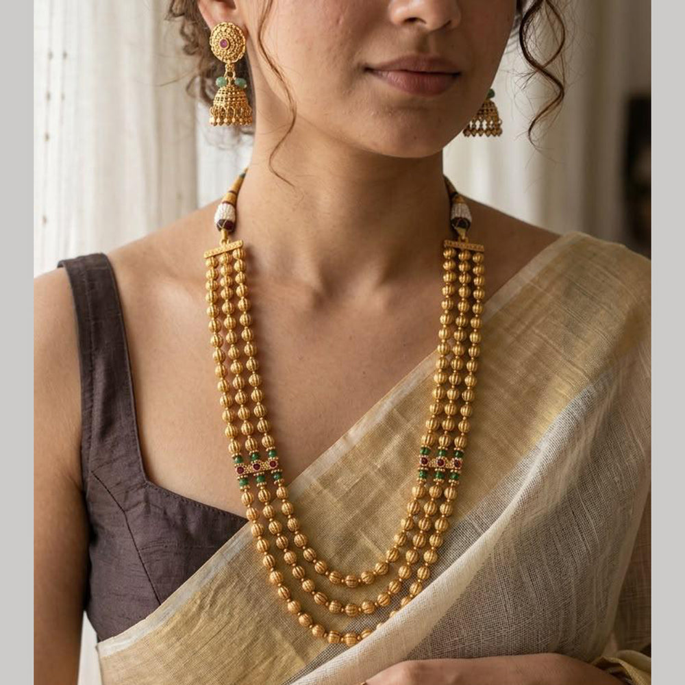 Jewel Addiction Designer Pota Stone And Beaded Long Necklace Set for Women