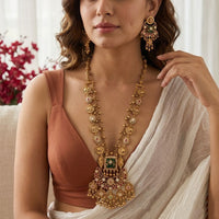 Jewel Addiction Designer Pota Stone And Beaded Long Necklace Set for Women