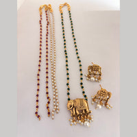 Jewel Addiction Designer Elephant And Pearl Necklace Set for Women