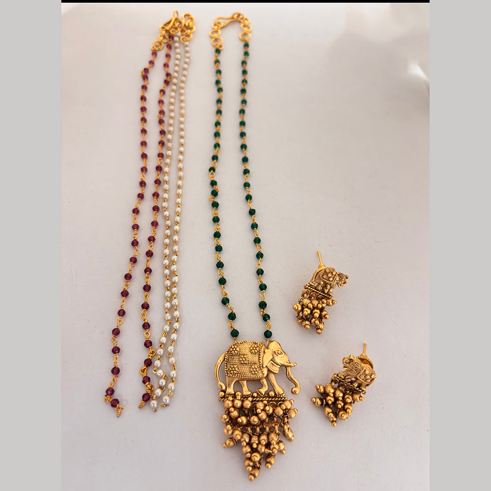 Jewel Addiction Designer Elephant And Pearl Necklace Set for Women