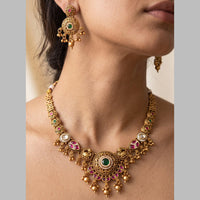 Jewel Addiction Gold Plated Traditional Pota Stone Necklace Set