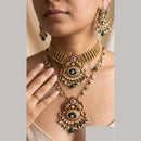 Jewel Addiction Gold Plated Traditional Pota Kundan Stone Double Necklace Set