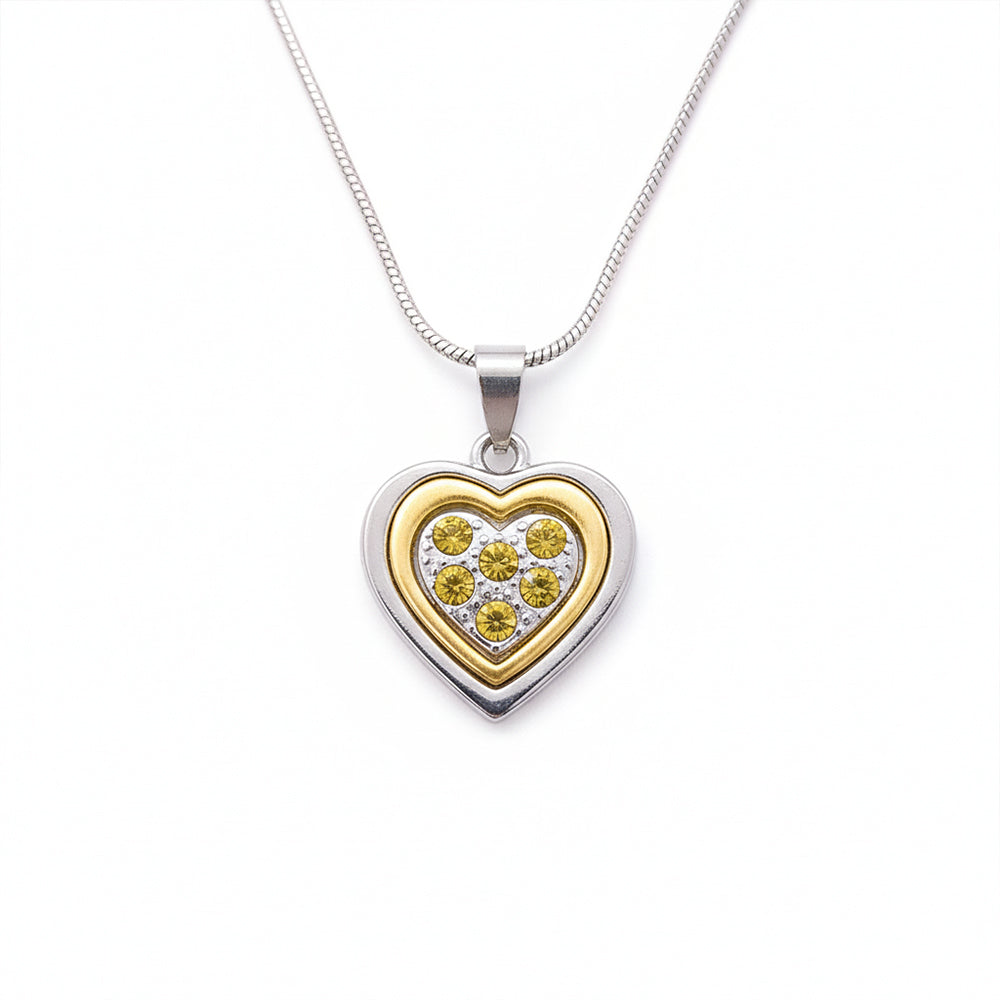 Urthn Heart Shape Austrian Stone Chain Pendant (Pack Of 6)