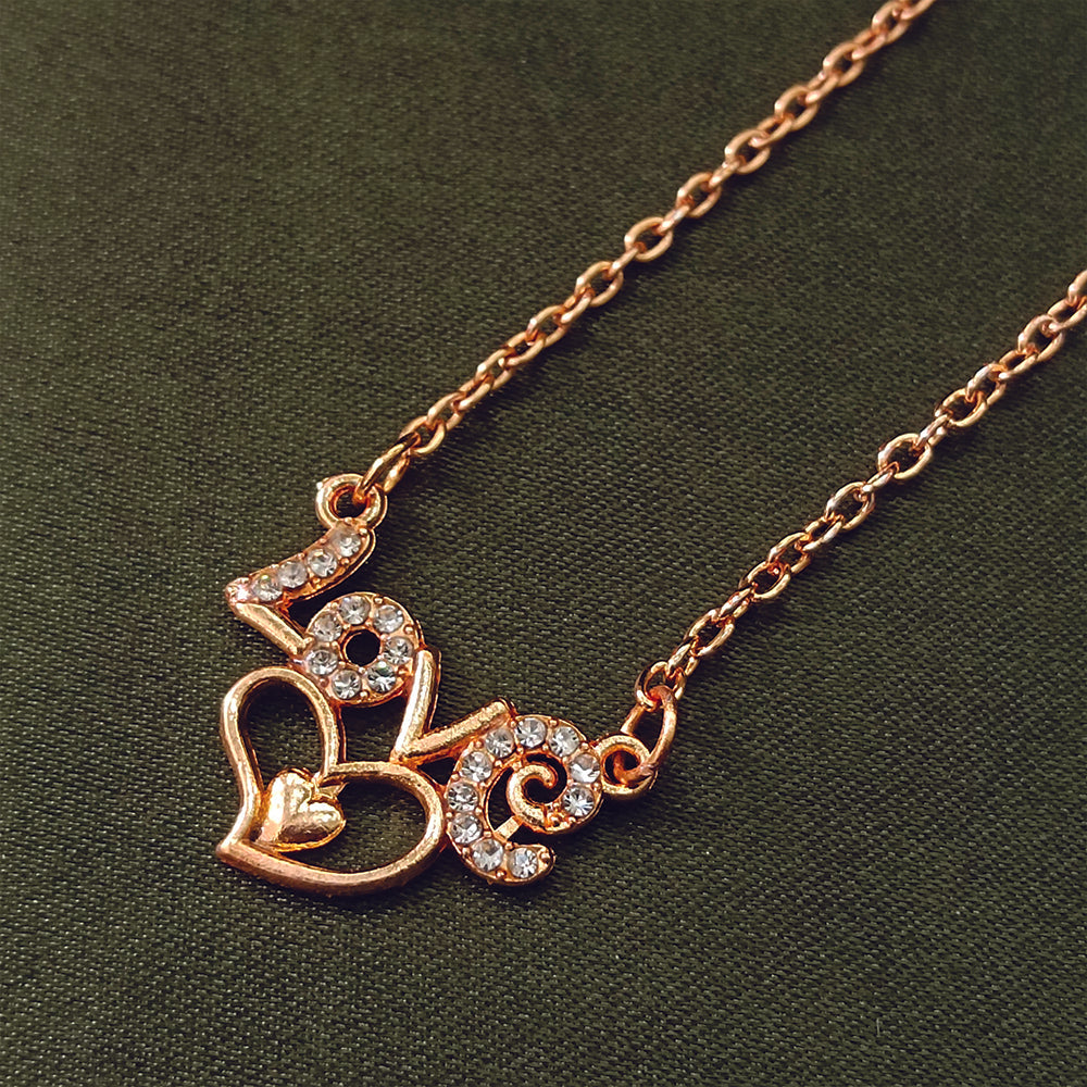 Darshana Jewels Rose Gold Plated Heart Love  Chain Pendant