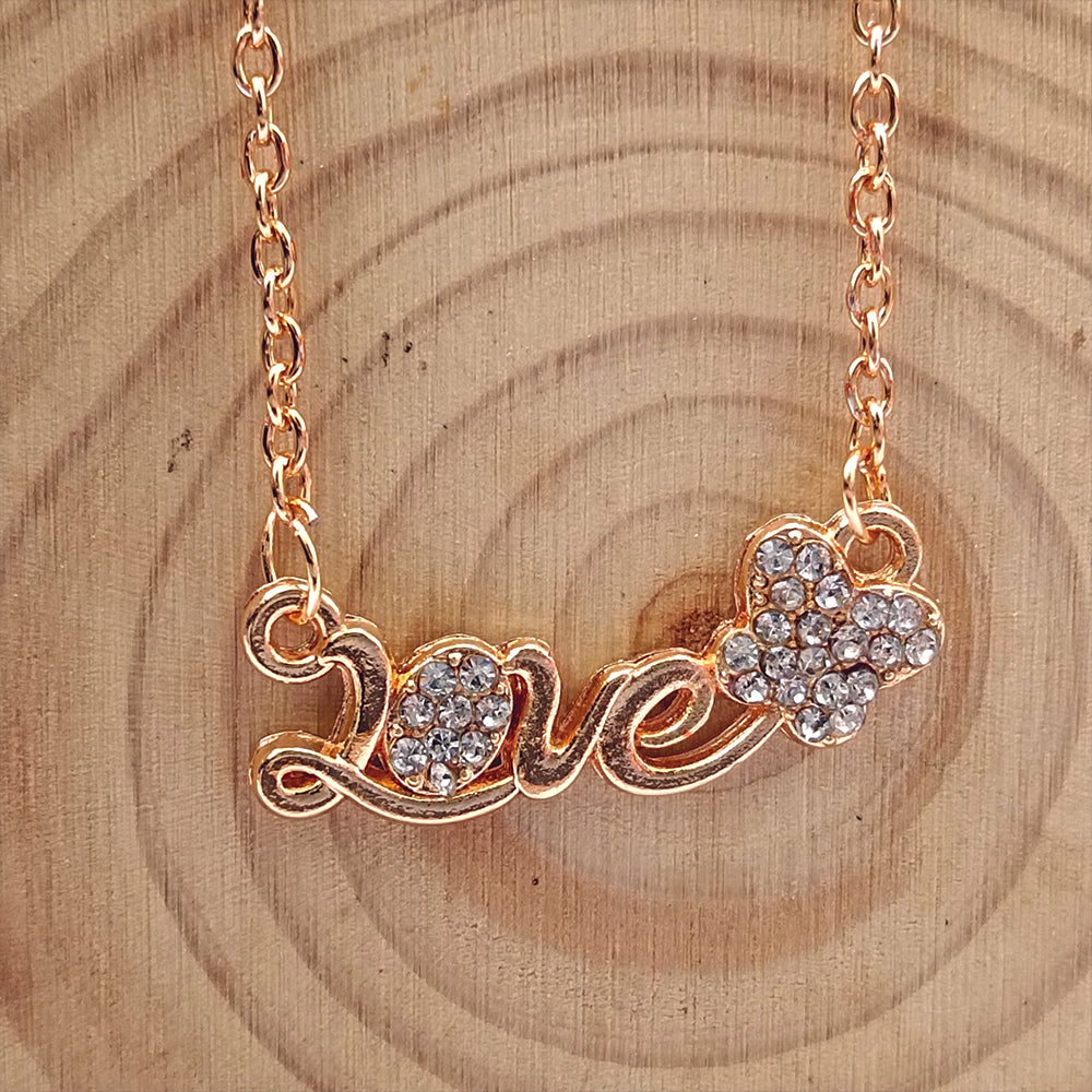 Darshana Jewels Rose Gold Plated Love Chain Pendant