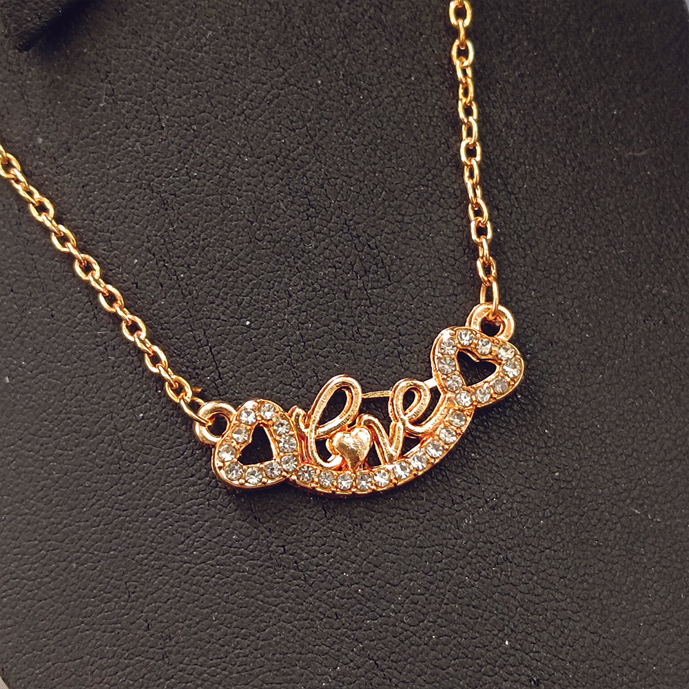Darshana Jewels Rose Gold Plated Love  Auatrian Stone Chain Pendant
