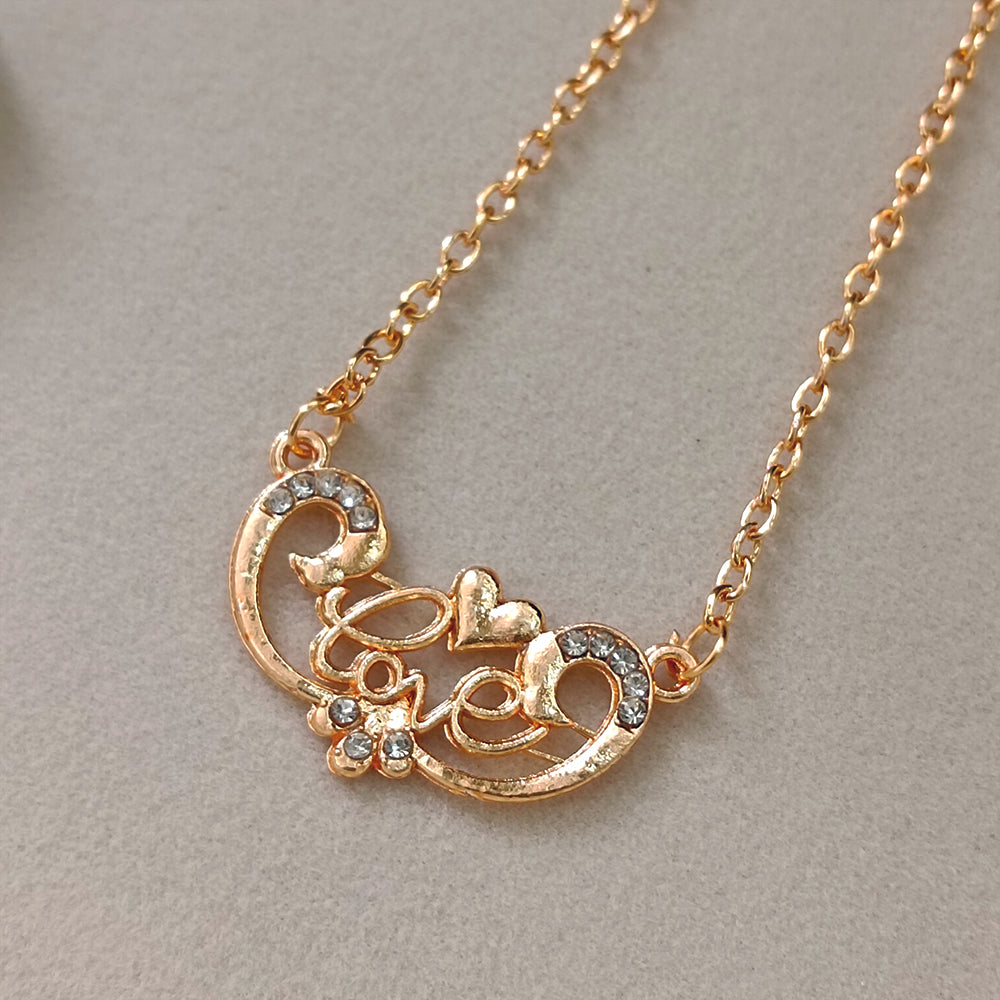 Darshana Jewels Rose Gold Plated Love  Auatrian Stone Chain Pendant
