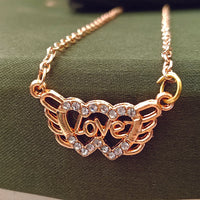 Darshana Jewels Rose Gold Plated Love  Auatrian Stone Chain Pendant