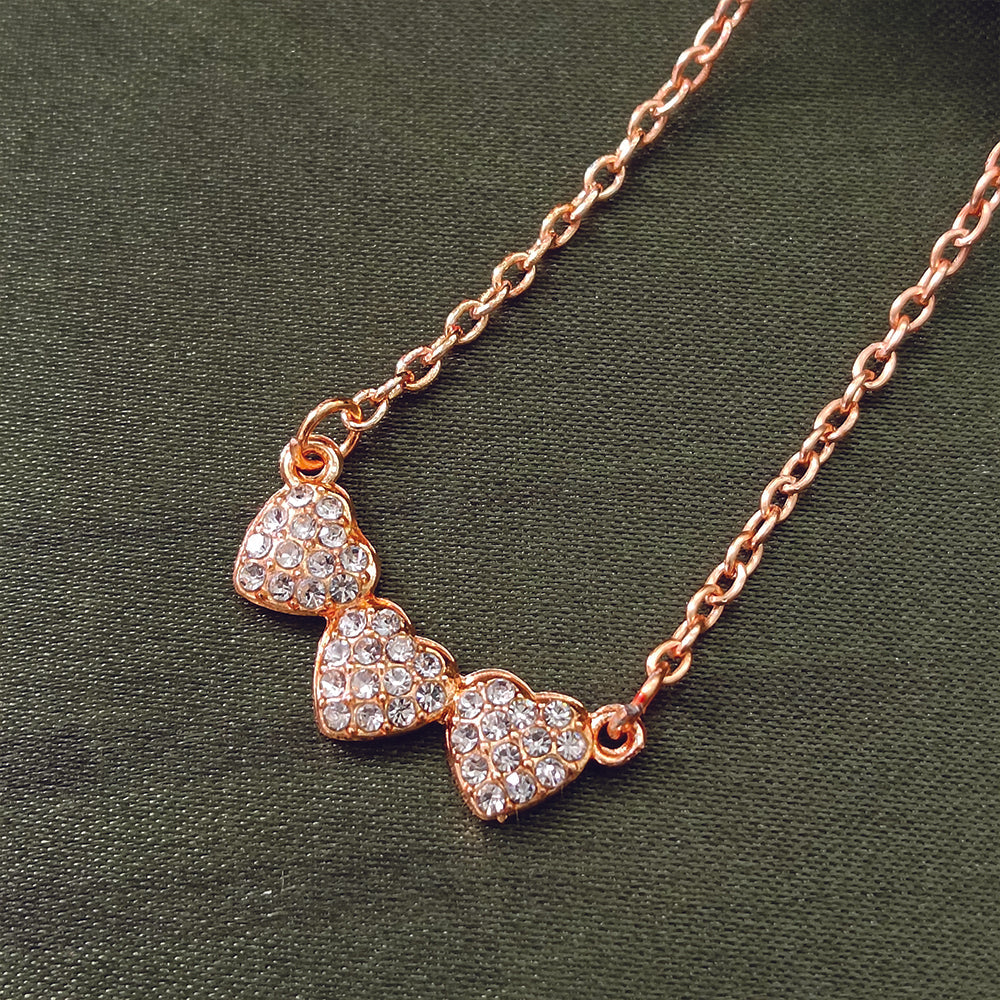 Darshana Jewels Rose Gold Plated Heart Shape  Auatrian Stone Chain Pendant