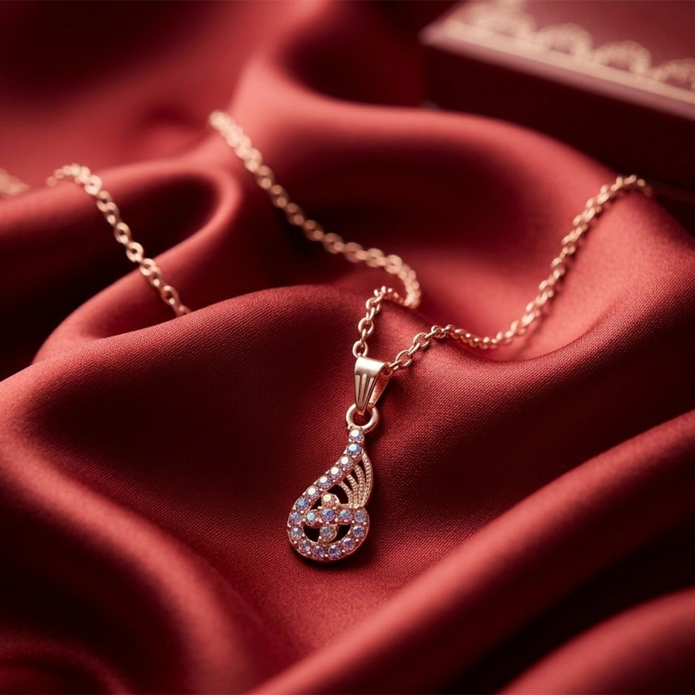 Urthn Rose Gold Plated Chain Pendant For Women/ Girls(Pack of 12)