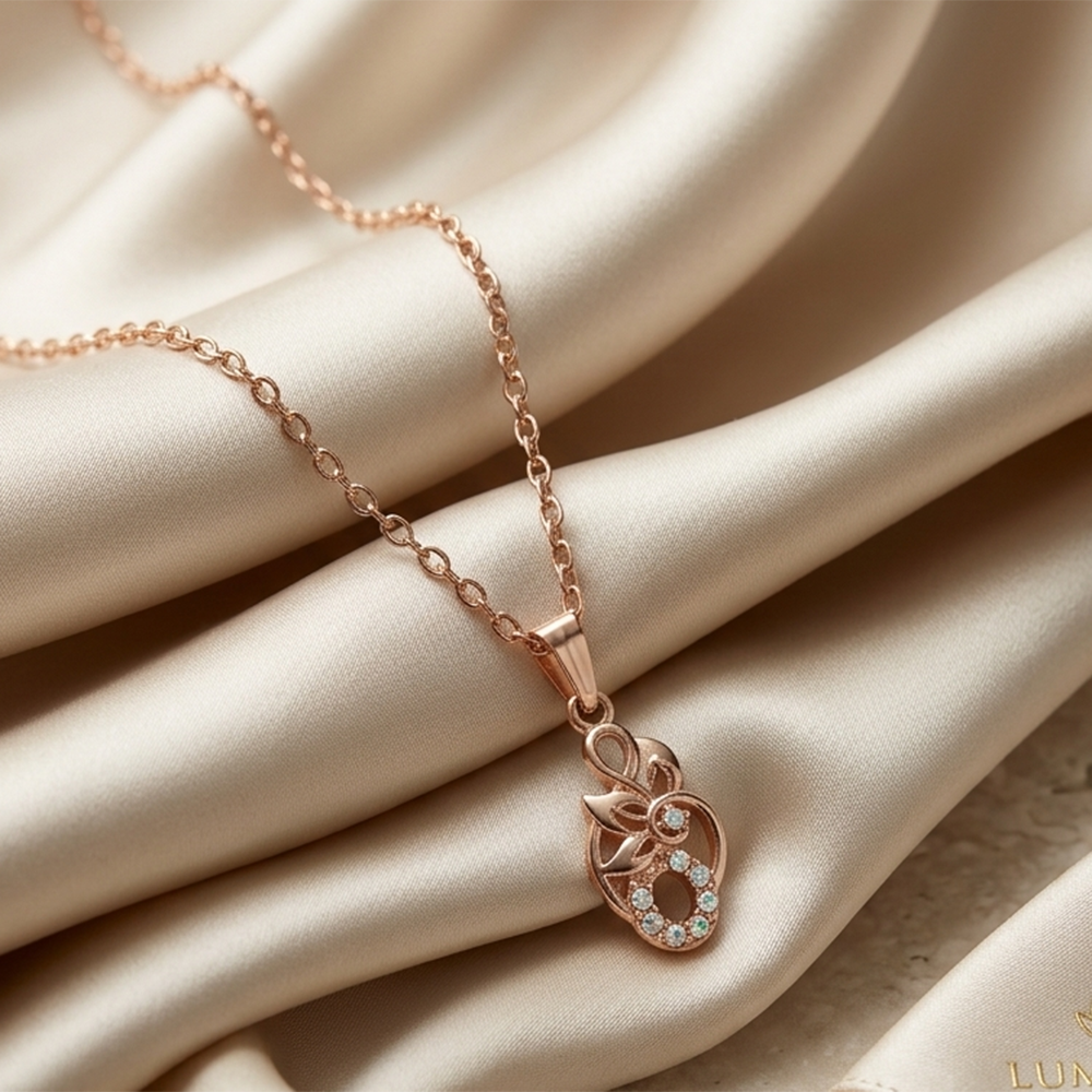 Urthn Rose Gold Plated Chain Pendant For Women/ Girls(Pack of 12)